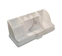 predolo Organizer da banco per bagno, 7 scomparti, multifunzionale, antiscivolo, porta spazzolino da denti, per cucina, doccia, rasoi, Bianco