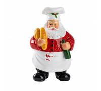 predolo Padre Natale Chef e | Altezza 17 Cm, Decorazione Natalizia, Robusto, Statuina di Natale, per Mensola, Collezionisti, Pane