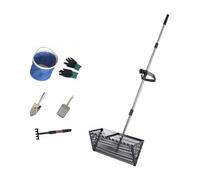 predolo Paletta per granchi da Spiaggia con Manico Lungo e Ampio Cestino trapezoidale, setaccio per Sabbia da Spiaggia, rastrello per Sabbia per marini, Nero