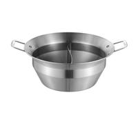 predolo Pentola Yin Doppio Compartimento Due Scomparti Pentola con Divisore Professionale per Famiglie, Cene di Gruppo, 28CM, Silver Dual Flat