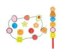 predolo Perline di legno per allacciare le forme dei bambini, blocchi impilabili per la coordinazione occhio-mano, regalo educativo per i viaggi, Frutta