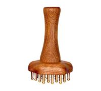 predolo Pettine per massaggio in legno, strumento per i meridiani, regalo per la casa, portatile, 24 denti in ottone per adulti, corpo, collo, mani, spalle,