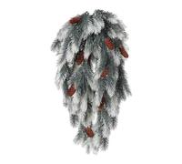 predolo Pianta artificiale sospesa a forma di goccia, pianta artificiale portatile, ghirlanda invernale, decorazione natalizia per feste in giardino, Bianco con Coni