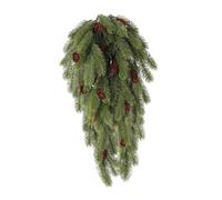 predolo Pianta artificiale sospesa a forma di goccia, pianta artificiale portatile, ghirlanda invernale, decorazione natalizia per feste in giardino, Verde con Coni