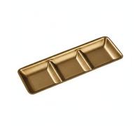 predolo Piatto per Scomparti in Acciaio Inox Multiuso Piatto per Condimento a Scomparti Salvaspazio Accessori da Cucina per Ristoranti, Ristorante, Oro Retro, 3-Scomparti