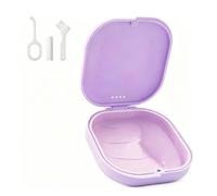 predolo Porta Apparecchio con Fori Portatile Scatola Bite Odontoiatrico Facile da Pulire Accessorio Orale per Viaggio, Scuola, Ufficio, Viola, Viola