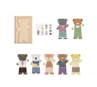 predolo Puzzle in Legno per Vestire la Famiglia di orsi, Giocattoli sensoriali, coordinazione Occhio-Mano, abbina e abbina Abiti per Bambini dai 3 Anni in su, Style B