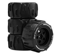 predolo Ruota e Pneumatico RC, 4 Pezzi di Ricambio Professionali per Una Facile Installazione, Accessori robusti Fai da Te per Modelli in Granito 1/18, Nero