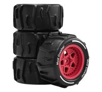 predolo Ruota e Pneumatico RC, 4 Pezzi di Ricambio Professionali per Una Facile Installazione, Accessori robusti Fai da Te per Modelli in Granito 1/18, Rosso