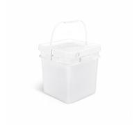 predolo Secchio Quadrato con Coperchio Multiuso Secchio in Plastica con Coperchio Stabile e Resistente Fusto in Plastica Impilabile per Industria Alimentare, Bianco, 16L