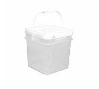 predolo Secchio Quadrato con Coperchio Multiuso Secchio in Plastica con Coperchio Stabile e Resistente Fusto in Plastica Impilabile per Industria Alimentare, Trasparente, 16L