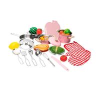 predolo Set di 25 Accessori per Giocattoli da Cucina per Bambini, Utensili in Metallo, Leggeri e infrangibili, per Bambine dai 3 agli 8 Anni, realistici