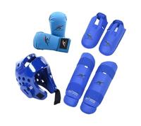 predolo Set di Attrezzatura da Combattimento per Karate, Casco da Boxe, Attrezzatura da Boxe, Guanti con Parastinchi per Grappling, MMA, Sanda, Muay Thai, BluXL