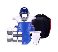 predolo Set di equipaggiamento per Sparring di Karate, caschetto da, Protezioni per Le tibie, Gilet per Allenamento di Grappling, Karate, Sparring, Blu, per 160-170 Cm