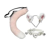 predolo Set di Fasce per Capelli con Orecchie di Gatto, Collare E Coda, Morbido Travestimento per Spettacoli Teatrali, Regalo di Compleanno, Rosa