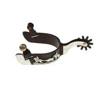 predolo Speroni da Cowboy Incisione a Mano Sperone Western in Ferro Resistente e Durevole Speroni da Stivale per Uomini, Equitazione , Marrone Con Intarsi In Ottone Bianco