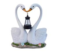 predolo Statua Ornamentale da Giardino a Forma di Cigno con Lanterna Solare, Scultura in Resina, Statuetta di Animali per Giardino, Cortile, Prato, Esterno