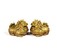 predolo Statuette Statuetta Mitologica Cinese Stile Cinese Statuette in Ottone Dorate Cani per Cani Collezionisti, Ufficio, 16cm X 11cm X 12.5cm, 16 Grande Ricchezza Pixiu Modello B 1 Paio