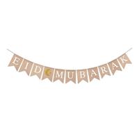 predolo Striscione con Motivi Celesti Stile Rustico Bandierine a Coda di Rondine Pre-Assemblato Striscione in Iuta Ramadan per Moschea, Stile 4