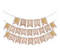 predolo Striscione con Motivi Celesti Stile Rustico Bandierine a Coda di Rondine Pre-Assemblato Striscione in Iuta Ramadan per Moschea, Stile 8