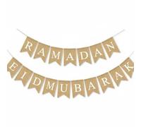 predolo Striscione con Motivi Celesti Stile Rustico Bandierine a Coda di Rondine Pre-Assemblato Striscione in Iuta Ramadan per Moschea, Stile 9