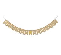 predolo Striscione con Motivi Celesti Stile Rustico Bandierine a Coda di Rondine Pre-Assemblato Striscione in Iuta Ramadan per Moschea, Stile 6