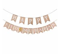 predolo Striscione con Motivi Celesti Stile Rustico Bandierine a Coda di Rondine Pre-Assemblato Striscione in Iuta Ramadan per Moschea, Stile 10