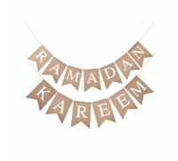 predolo Striscione con Motivi Celesti Stile Rustico Bandierine a Coda di Rondine Pre-Assemblato Striscione in Iuta Ramadan per Moschea, Stile 3