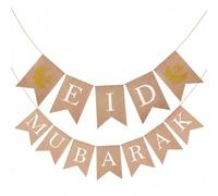 predolo Striscione con Motivi Celesti Stile Rustico Bandierine a Coda di Rondine Pre-Assemblato Striscione in Iuta Ramadan per Moschea, Stile 5