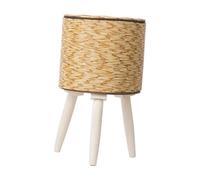 predolo Supporto per Piante in Cestino Intrecciato con Gambe, Imitazione Cestino in Rattan, Decorazione Pastorale, Vaso da Fiori da Pavimento per Ristorante, Giallo 33x16cm 3 Gambe