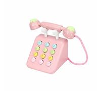 predolo Telefono Finto in Legno Educativo Telefono Giocattolo con Tasti Numerici Interattivo per Bambini Piccoli , Rosa Fragola