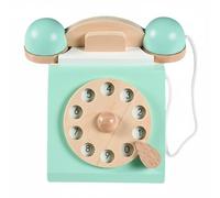 predolo Telefono Finto in Legno Educativo Telefono Giocattolo con Tasti Numerici Interattivo per Bambini Piccoli , Azzurro