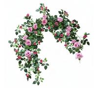 predolo Tralcio a Tema Rosa Artificiali Realistico Vite a Tema Rosa Finte Resistente Allo Sbiadimento Ghirlanda di Fiori Artificiali per Foto, Negozio, Viola