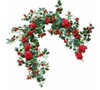 predolo Tralcio a Tema Rosa Artificiali Realistico Vite a Tema Rosa Finte Resistente Allo Sbiadimento Ghirlanda di Fiori Artificiali per Foto, Negozio, Rosso