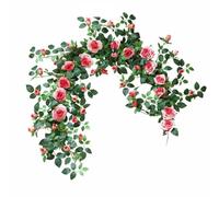 predolo Tralcio a Tema Rosa Artificiali Realistico Vite a Tema Rosa Finte Resistente Allo Sbiadimento Ghirlanda di Fiori Artificiali per Foto, Negozio, Rosa Acceso