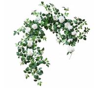 predolo Tralcio a Tema Rosa Artificiali Realistico Vite a Tema Rosa Finte Resistente Allo Sbiadimento Ghirlanda di Fiori Artificiali per Foto, Negozio, Bianco