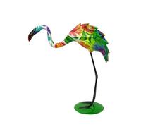 predolo Uccello Tropicale con Base Rotonda Realistica Scultura a Forma di Uccello Tropicale Artistico Decorazione per Amanti Del Design, Verde Sfumato, Fenocottero Con Testa In Giù
