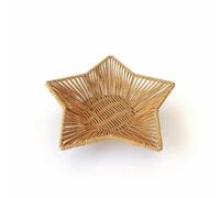 predolo Vassoio con Vimini re Decorativo Vassoio a Forma di a Cinque Punte Versatile Cesto per Cucina, Piccolo 25.5cm Diagonale, 5cm Altezza, 140g