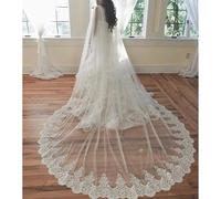 PREETH Nozze Veli da Sposa Mantella da Sposa Lunga in Pizzo 3,5 Metri Spalla Avorio for Abiti da Sposa (Color : White)