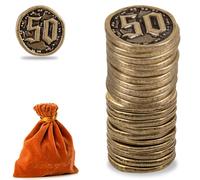 Prefdo Monete in metallo per giochi da tavolo, 20 gettoni del tesoro per poker, giochi di ruolo, giochi da tavolo strategico, valuta fantasy, valuta di gioco generica (bronzo, valore 50 monete)