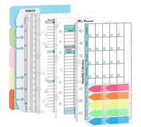 Prefdo - Set di ricarica per agenda economica, formato A6, 82 fogli, con 6 fori, con tasca per raccoglitore, divisore di carta, righello, linguette per indice (set da 3)