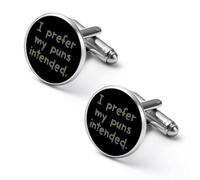 Prefer My Puns Intended Fashion Gemelli da uomo classici per camicie set di gemelli per matrimonio aziendale, 1.7cm, Metallo, Nessuna pietra preziosa