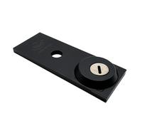 PREFER - Placca di Sicurezza Esterna per Serratura Basculante/Garage , con Ghiera Antitrapano, Verniciata Nera - 16 x 6 x 1,63 cm - 700 grammi