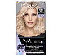 L'ORÉAL PARIS - Colorazione permanente per capelli - Lunga durata e luminosa - Senza riflessi gialli - Copre il 100% dei capelli bianchi - Preferenza - Tonalità: Siberia 9.12, biondo molto chiaro