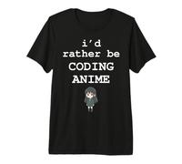 Preferirei codificare Anime Programmatore Otaku Graphic Maglietta Premium