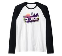 Preferirei Essere a St Lucia, i Caraibi Souvenir Maglia con Maniche Raglan