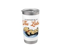 Preferirei essere al lago Funny Floating Dog Summer Bicchiere termico in acciaio inox doppia parete