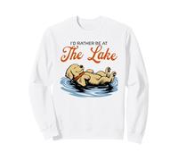 Preferirei Essere al Lago Funny Floating Dog Summer Felpa
