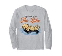 Preferirei Essere al Lago Funny Floating Dog Summer Maglia a Manica