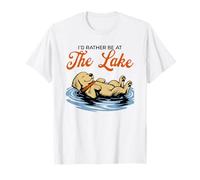 Preferirei Essere al Lago Funny Floating Dog Summer Maglietta